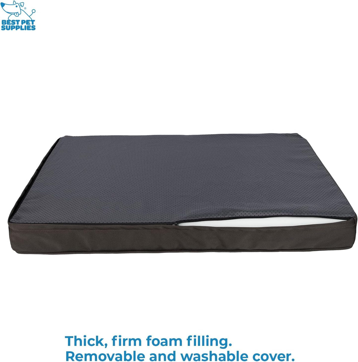 Best Pet Supplies Cute Dog Crate Mat Flat Bed with Waterproof Exterior, Thick Orthopedic Egg Foam Mattress, and Soft Sherpa Fleece Cover for Small, Medium, and Large Breeds - Brown, 41X29X4