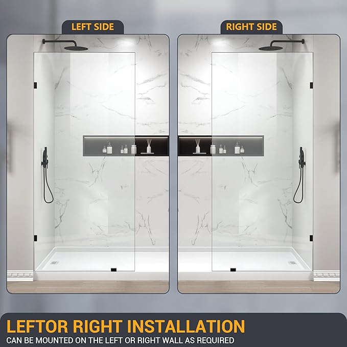 Bathroom Shower Glass Door 32" W×78.75" H, 3/8" Thick Clear Tempered Glass Panel