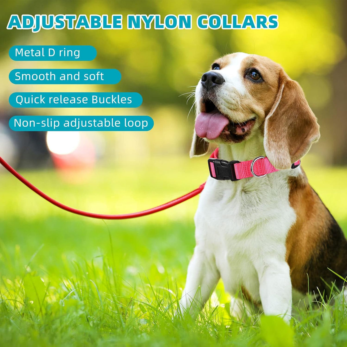 9 Pieces Adjustable Dog Collar for Animal, Soft Nylon Pets Puppy Collar with Quick Release Buckle Holder Bulk for Dogs Walking Running Training(Small,Retro Colors)