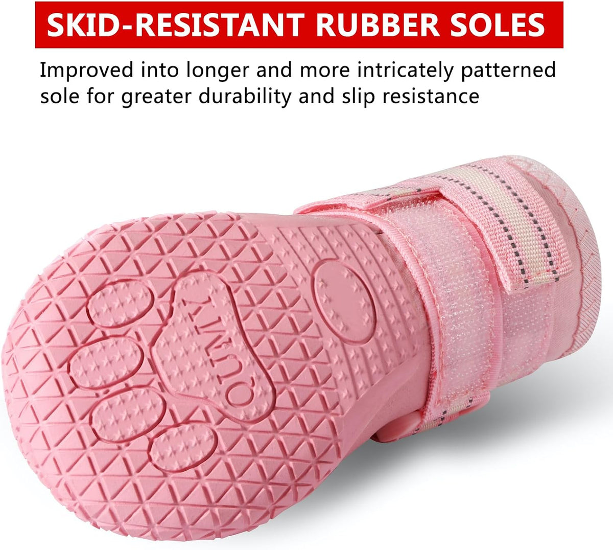 QUMY Dog Shoes for Large Dogs, Medium Dog Boots & Paw Protectors for Winter Snowy Day, Summer Hot Pavement, Water-Resistant in Rainy Weather, Outdoor Walking, Indoor Hardfloors Skid-Resistant Sole