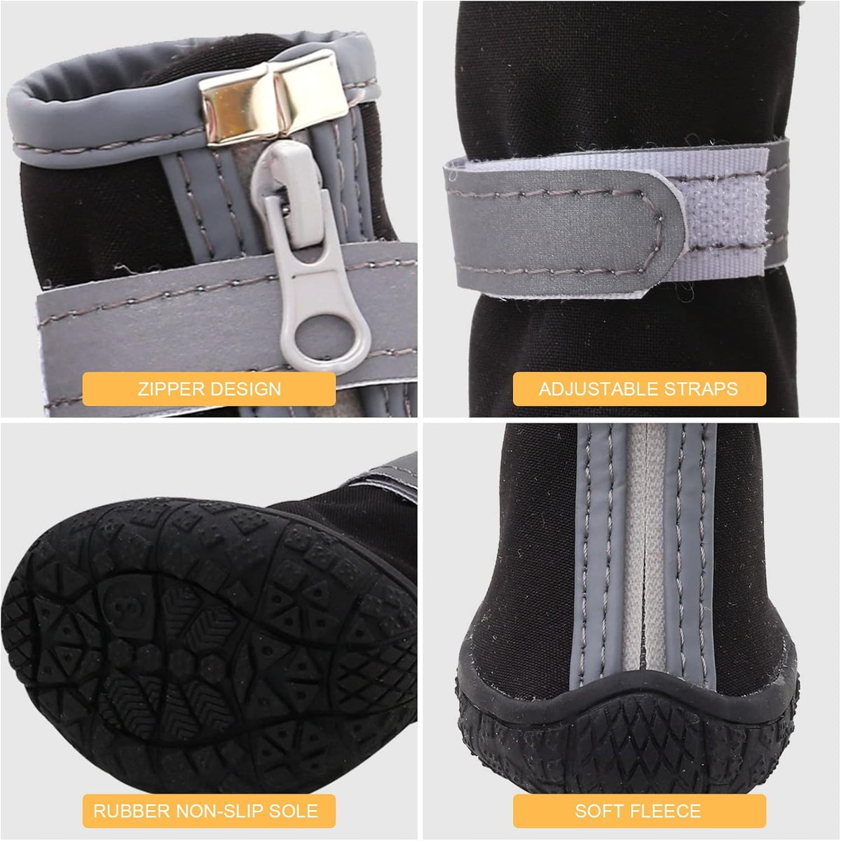 Dog Shoes for Small Dogs, Puppy Dog Boots & Paw Protector for Winter Snow Day, Summer Hot Pavement, Waterproof in Rain Weather, Ourdoor Hiking, Indoor Hardfloors with Anti Slip Sole 4PCS/Set