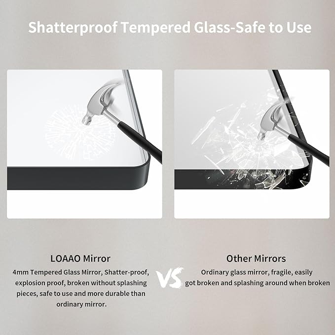 LOAAO 60X30 Inch Black Metal Framed Bathroom Mirror