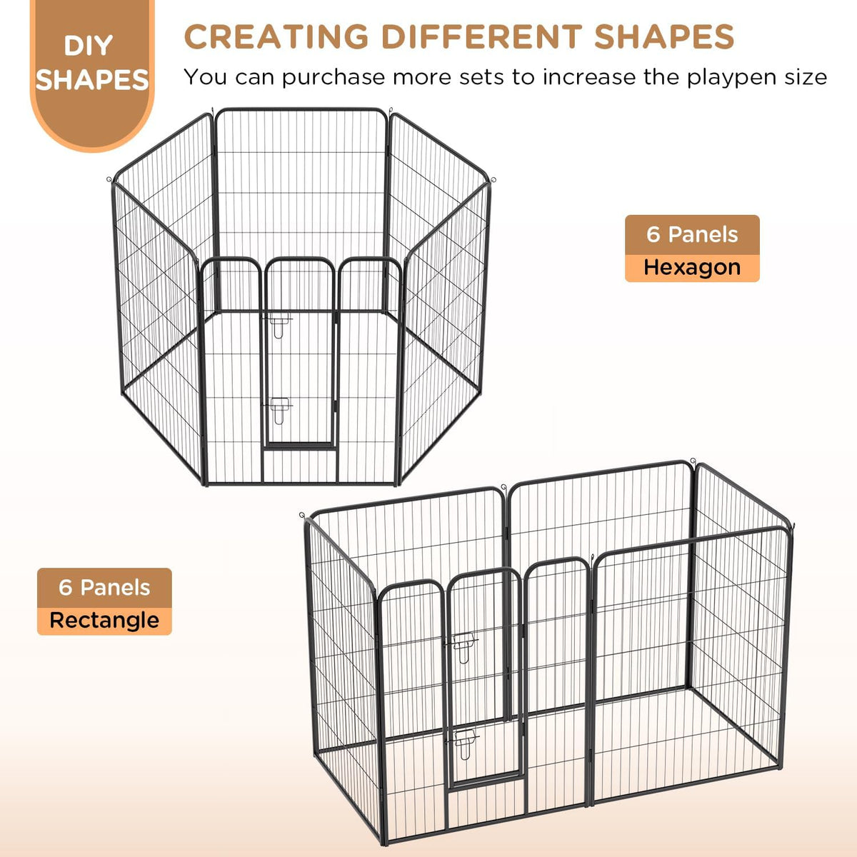 BestPet Dog Playpen Indoor 40 inch 6 Panels Metal Dog Pen Pet Dog Fence Outdoor Exercise Pen with Doors,Pet Puppy Playpen for RV Camping Yard, Black