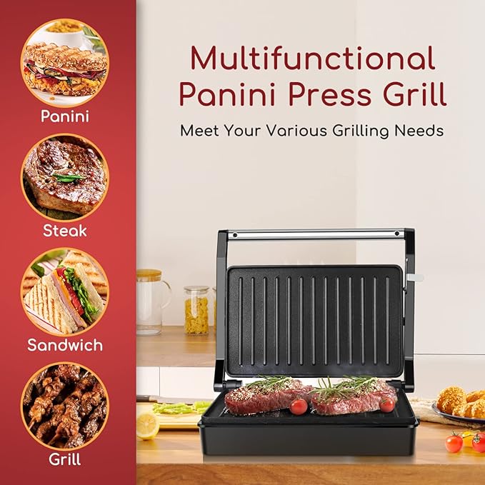 Panini Press Sandwich Maker, Aigostar 1000W Sandwich Press Grill