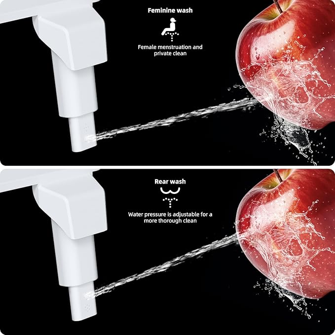 Hibbent Bidet Attachment for Toilet, Non-Electric Dual Nozzle for Frontal &