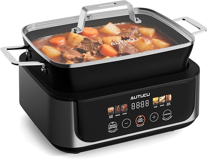 Slow Cooker 7 Quart | Programmable Multi-Cooker PFOA-Free Ceramic Coating