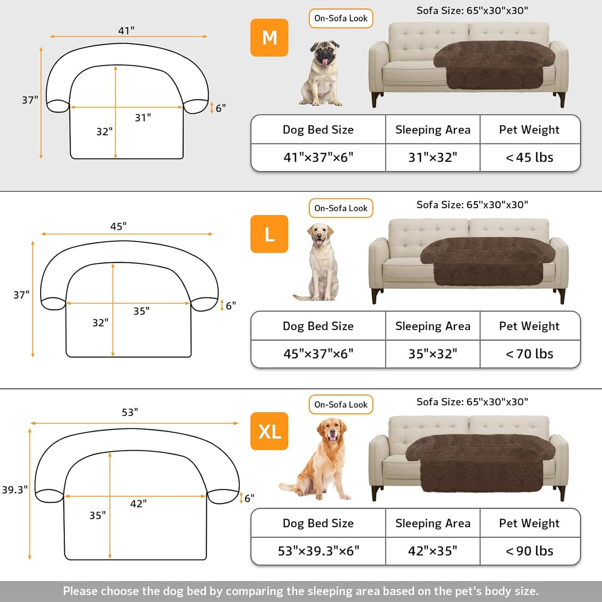 GGIB Calming Dog Bed Fluffy Plush Dog Mat for Furniture Protector with Removable Washable Cover for Large Medium Small Dogs and Cats (Medium, Coffee)
