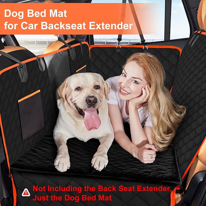 Car Backseat Dog Mat, Comfortable Non-Slip Cushion Suitable for Travel Dog Bed and Pet Home Sofa Blanket, Custom Mat for Car Backseat Extender and Seat Cover (Black 51.2 x 23.6in)