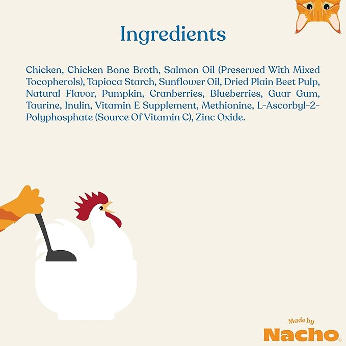 Made by Nacho Immune Support Cage-Free Chicken Puree, Meal Topper with Bone Broth, Wet Cat Food Topper, Immune System Support, Limited Ingredients, 1.4 oz. Each, 36 Count