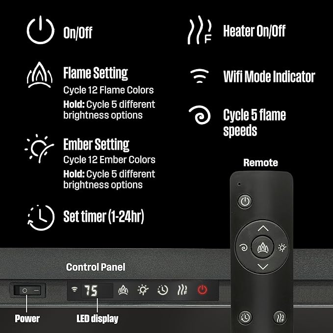 Westinghouse 60 Inch Electric Fireplace Heater, Compatible