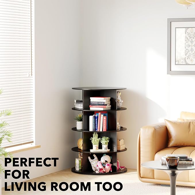 SpaceAid 4 Tier Rotating Shoe Rack Tower, Spinning Shoe Display Lazy Susan