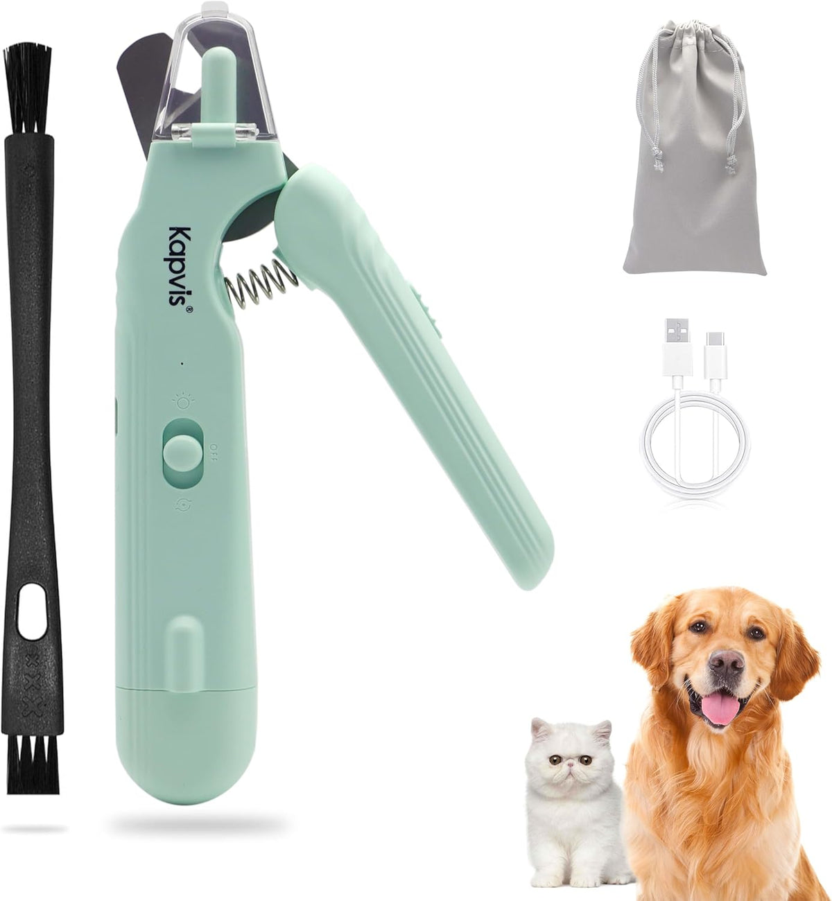 2-in-1 Dog & Cat Nail Clipper and Grinder,LED Lights & Safety Guard for Large Medium Small Dogs Cats Claw Trimmer,Claw Grooming Tool for for Cats and Small Dogs