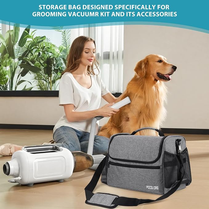 Pet Travel/Grooming Supplies Organizer Carry Bag - Compatible with Oneisall/Neabot Dog Grooming Vacuum, Large Capacity - Bag Only (Gray)