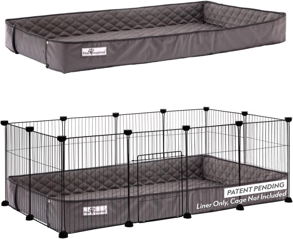 Paw Inspired Critter Box | Washable Guinea Pig Cage Liners with Raised Sides | Fleece Bedding for Guinea Pigs Rabbits, Hamsters, Small Animals | Edge Protected Pee Pads (2x4 (12" Grids))