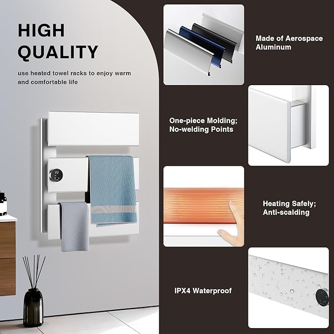 K&KALONZO Electric Towel Warmer, 18.35" W x 22.8" H Wall-Mounted Towel Heater