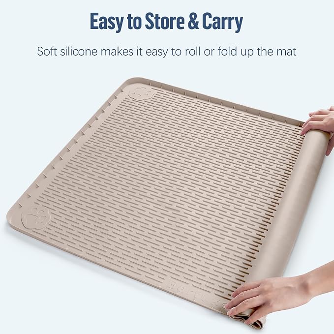 Pee Pad Holder for Dogs 40''x28'' Silicone Puppy Pee Pad Tray, Khaki | Extra Large Dog Potty Tray Leak-Proof, High Edge, No Spill Training Pads for Floor Protection, No Pee Pads
