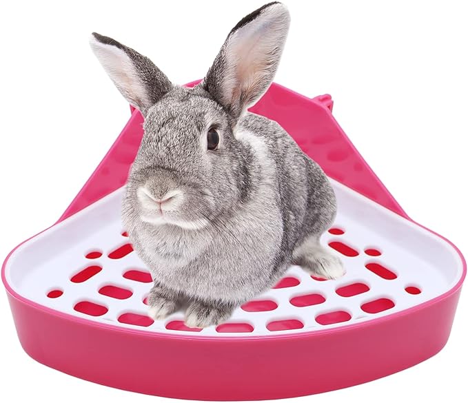 Litewoo Rabbit Litter Box Toilet Bunny Corner Litter Pan Pet Toilet Potty for Guinea Pigs Hamster Chinchilla Ferret Rabbit Small Animal (Pink)