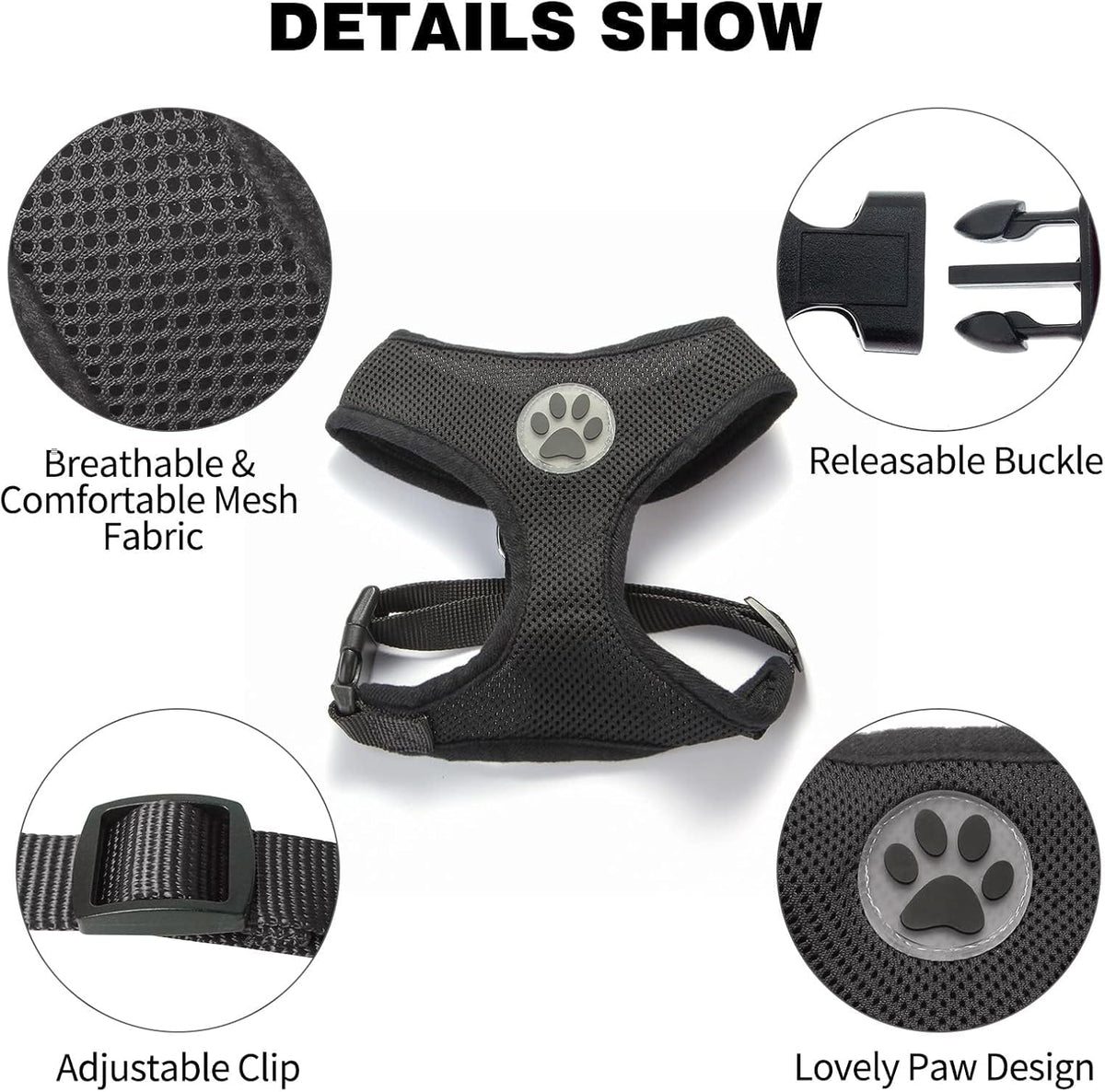 BINGPET Dog Vest Harness -Light Weight Breathable Sports Mesh - Pet Adjustable Harness Puppy Padded Harnesses Dog Vest Harness for Small Dogs