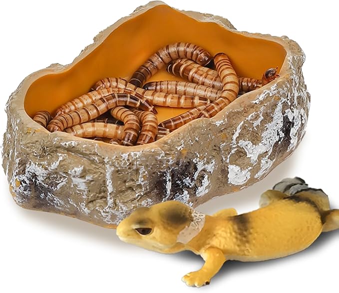 IBWell 4 Inch Reptile Food Dish Escape Proof Reptile Feeding Dish Resin Reptile Water Food Bowl for Bearded Dragon Chameleon Frog Snake Turtle Leopard Gecko