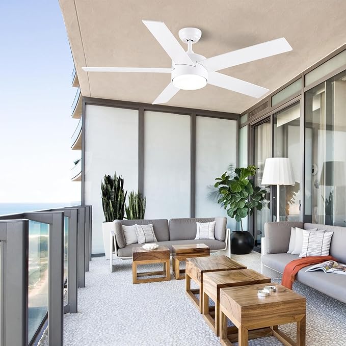 POCHFAN 52 inch White Ceiling Fans