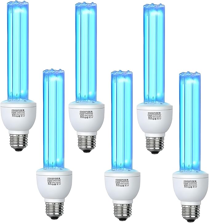 6 Pack 25 Watts UVC Light Bulb Ozone Free, Replacement UV Light Bulb