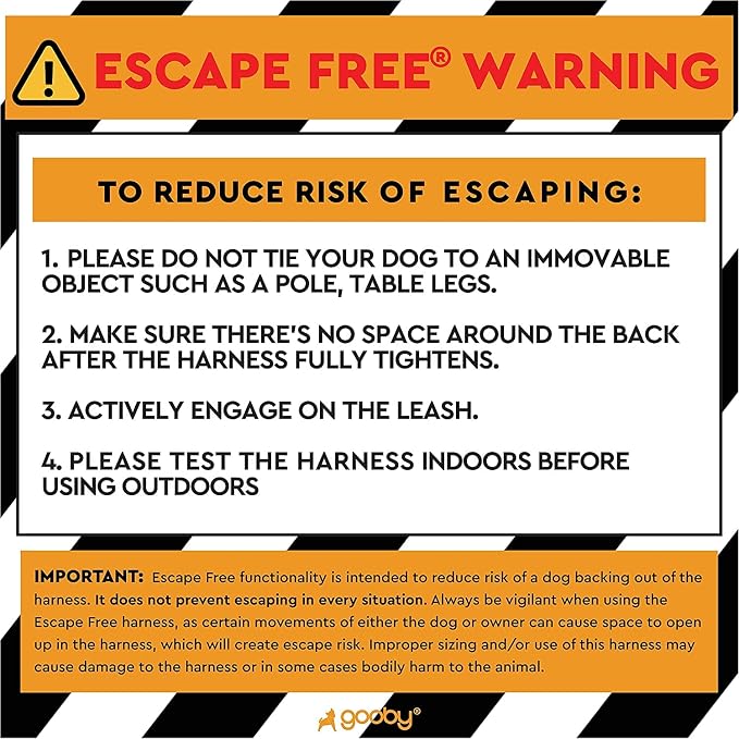 Gooby Sporty Escape Free Harness, Medium - Black, Neoprene, No-Pull, 4-Point Adjustment for Small Dogs up to 35 lbs | Patented escape-free frame; Reduces choking; 4-point adjustment; Soft neoprene padding; Durable webbed straps
