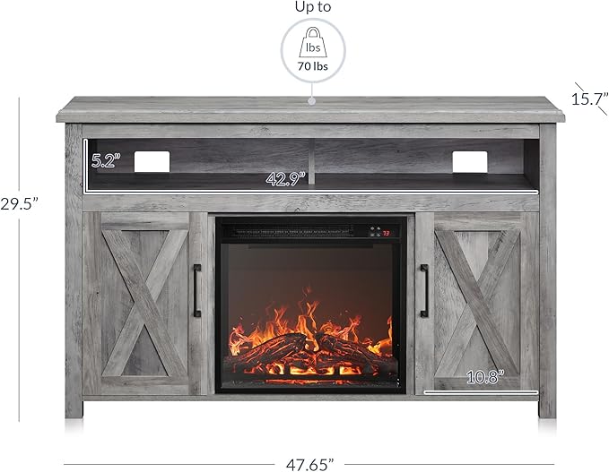 BELLEZE Modern 48" Barn Door Wood TV Stand