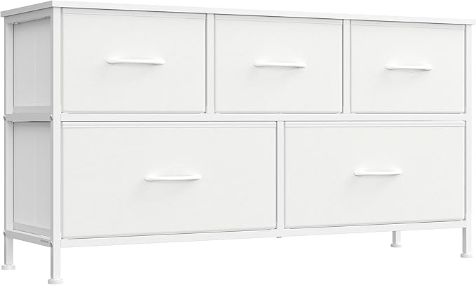 SONGMICS Dresser for Bedroom, Chest of Drawers, 5 Non-Woven Fabric Drawers