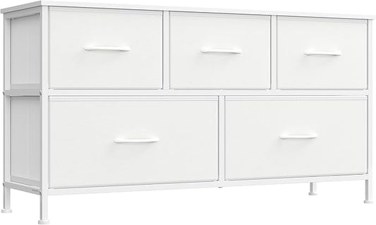 SONGMICS Dresser for Bedroom, Chest of Drawers, 5 Non-Woven Fabric Drawers