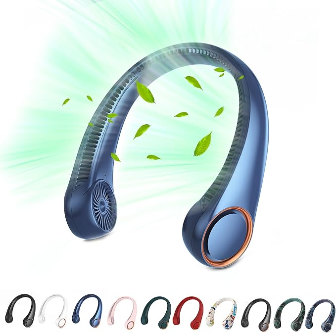 Portable Neck Fan, Hands Free Bladeless Fan, 360° Cooling Personal Fan
