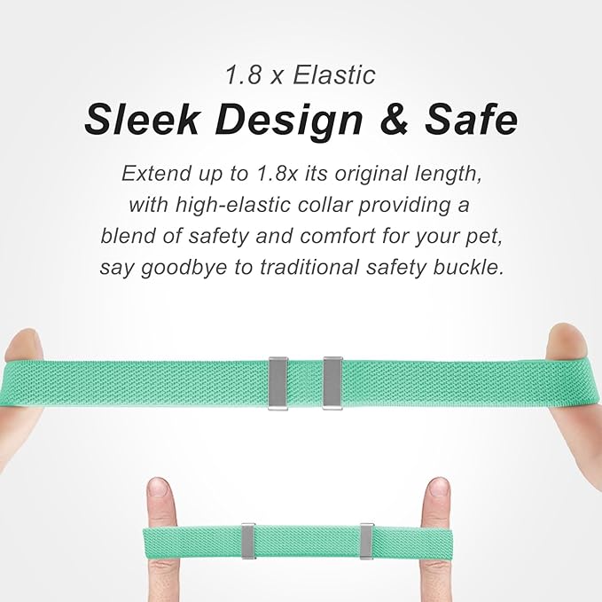AirTag Cat Collar,Ultra Elastic Cat Tracker Collar with Apple Air Tag Holder, [Lightweight][Scratch Resistant] Stepless Adjustable GPS Pet Collar for Cats Kittens (Green)