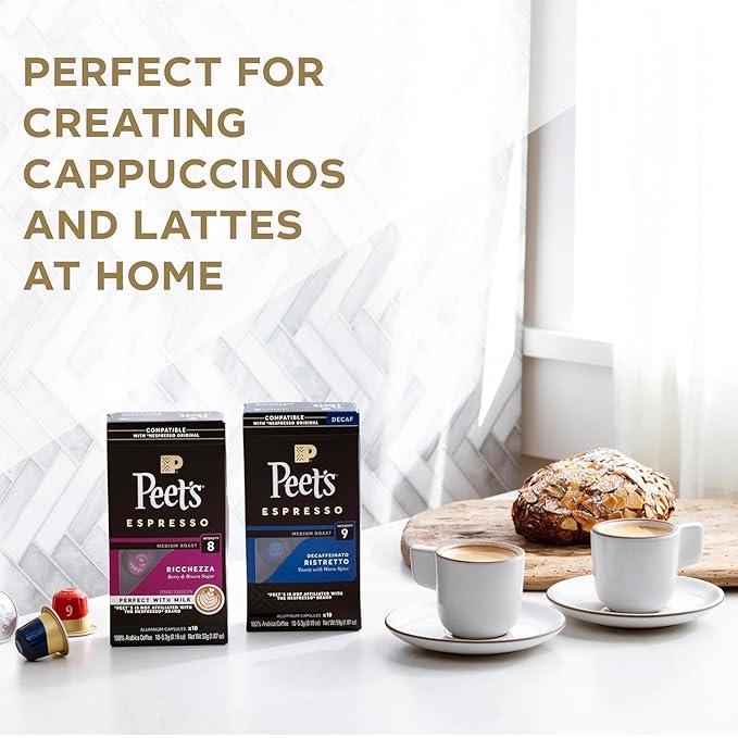 Peet's Coffee, Dark Roast Espresso Capsules, Compatible