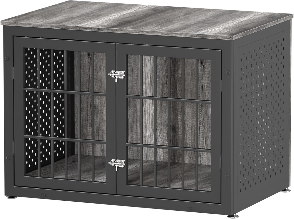 38" Heavy Duty Dog Crate Furniture for Large and Medium Dogs,Wooden Metal Kennel for High Anxiety Dogs, Chew Proof Cage Indoor, Decorative Kennel End Table