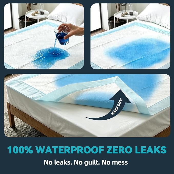 AAY 50 Count Extra Large Disposable Underpads for Incontinence, 40"x36" | Super Absorbent Leak-Proof Bed Pads for Adults, Elderly, Kids, Pee Pads, Chucks Pads, Furniture & Surface Protection Pad