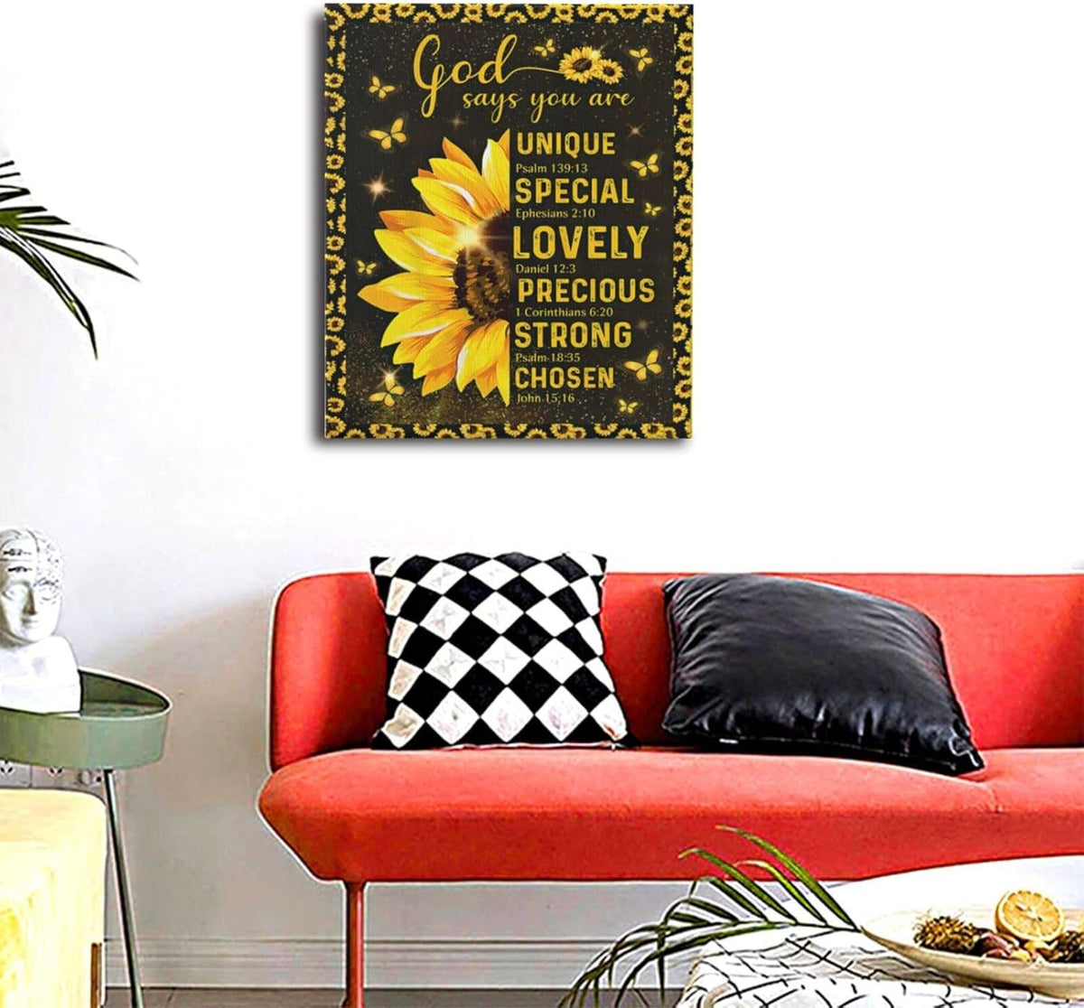 Christian Sunflower Bathroom Pictures Wall Art, Bible Verse Bathroom Wall Decor for Bedroom Office Wall Decorations for Bathroom Living Room Painting Artwork Modern Poster Prints 24"L x 20"W