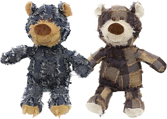 MAXBECK Dog Companion for Heavy Chewers- Indestructible Robust Bear Dog Toy, Resistant Squeaky Dog Toys for Heavy Chewers, Unbreakable Stuffed Plush Dog Toys for Aggressive Chewers (E-Navy+Purple)
