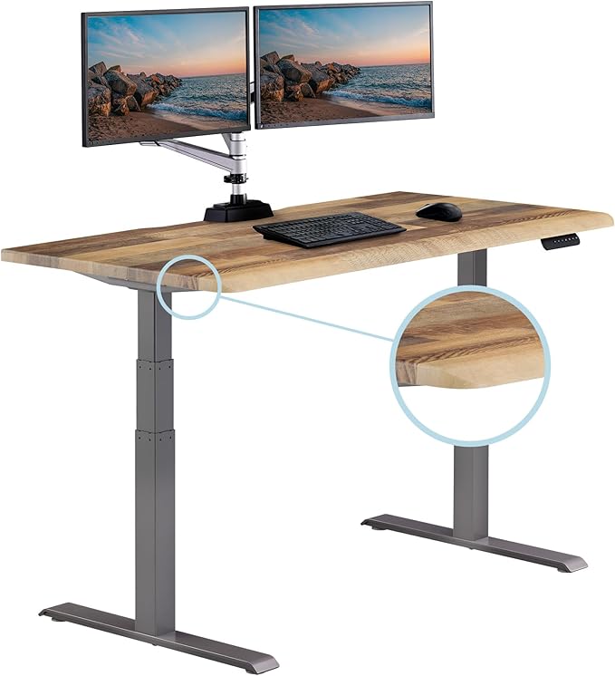 Vari ComfortEdge 60x30 Inch Adjustable Electric Standing Desk – Sit Stand VariDesk with Memory Presets, Sloped Edge, 200 LB Capacity + Tool-Free Assembly (Reclaimed Wood)