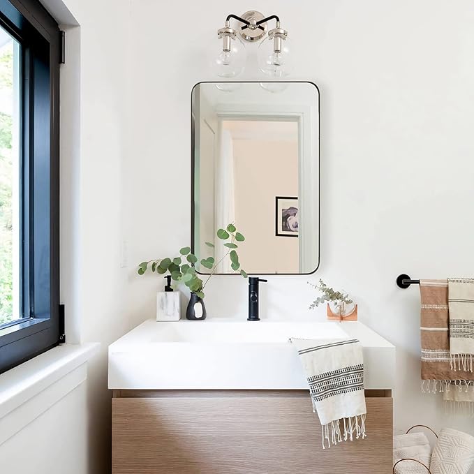 ANDY STAR Bronze Mirror for Wall, 30x36” Rounded Rectangle Bathroom Mirror