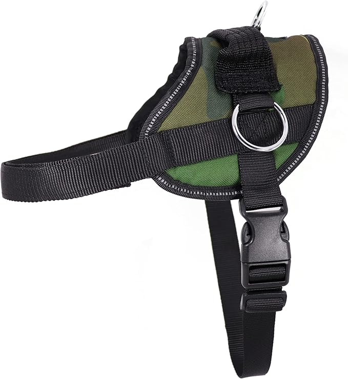 Bark Appeal Green Camo No-Pull Dog Harness for Extra Small to Small Sized Pets – Adjustable, Reflective Vest with 3 Leash Clips for Added Control, Easy Walks & Training – Small