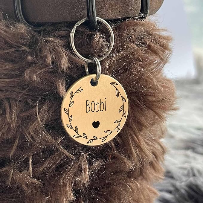 Cat Dog ID Tags Personalized 9 Corolla Styles Flower Wreath to Choose for Large Pets Collar Accessories Brass Copper Engraved Custom on Both Side