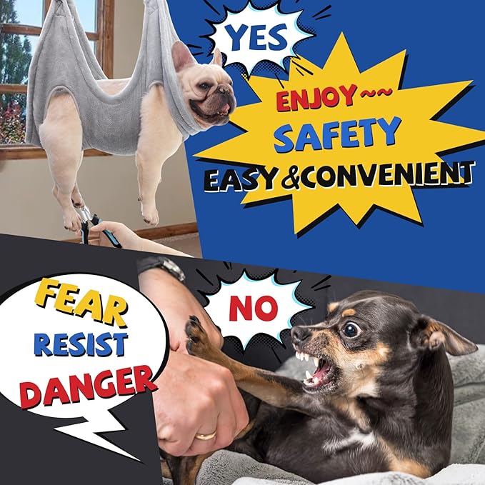 Dog Grooming Hammock Harness for Small Dogs Cat,Dog Grooming Supplies Table,Pet Nail Clipper Trimmer,Cat Hanger Sling for Trimming Clipping Nails- Dogs Hammock Restraint Bag,Claw Care (M)