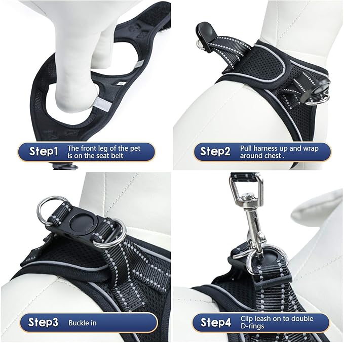 YIMEIS Dog Harness and Leash Set, No Pull Soft Mesh Pet Harness, Reflective Adjustable Puppy Vest for Small Medium Large Dogs, Cats (Black, X-Small (Pack of 1))