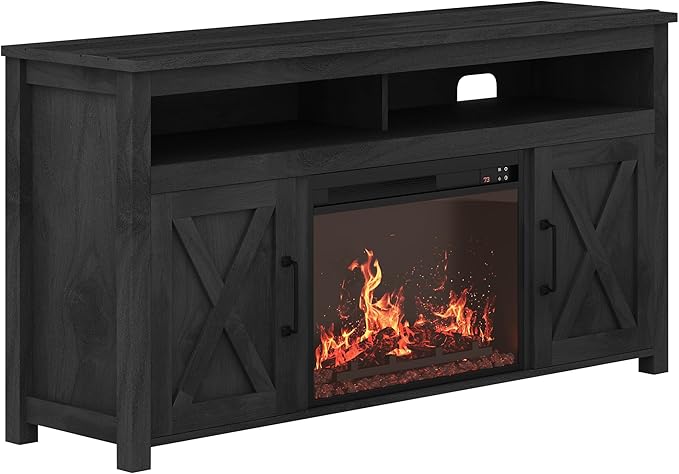 BELLEZE 58" Farmhouse Fireplace TV Stand