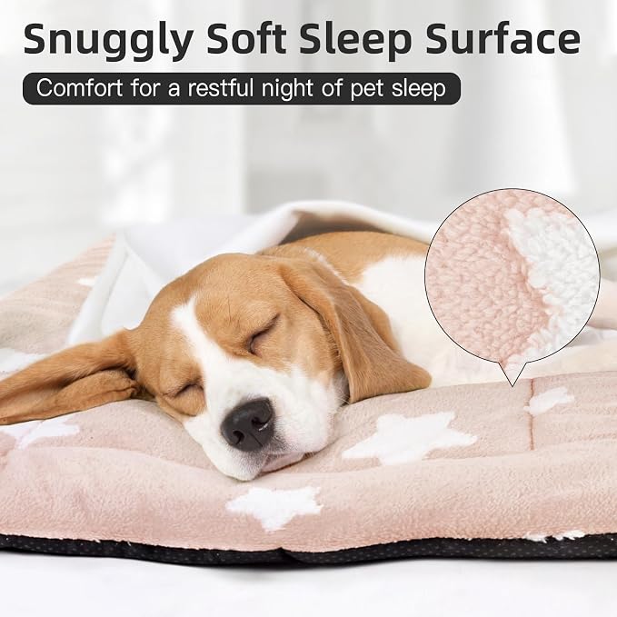 Mora Pets Dog Crate Pad Washable Cat Dog Bed for Crate Flat Pet Kennel Mat | Soft Dog Cat Bed Mat, Puppy Crate Pad for Dog Cages Cozy Sleeping Liner, Cute Pet Pillow Cushion Anti Slip Small Pink 24 x 18