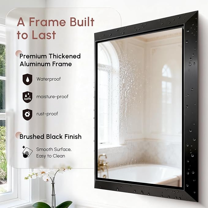 USHOWER Bathroom Mirror, 24x36 Rectangular Mirrors