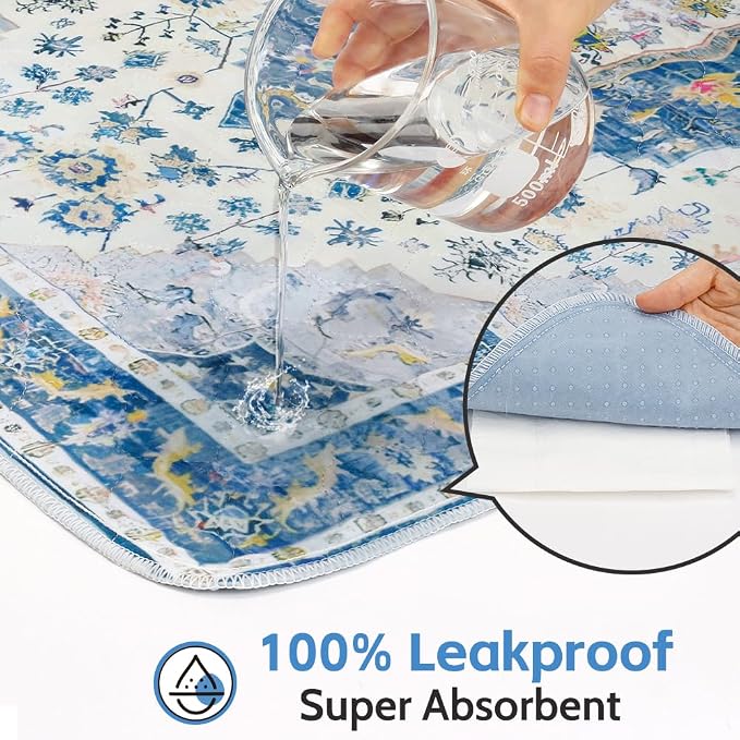 Washable Pee Pads for Dogs, 2 Pack Reusable Puppy Training Pads 36"x36" Super Absorbent Waterproof Dog Training Pads, Non-Slip Potty Pads, Whelping Pads Litter Mat Blue Medallion