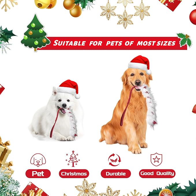 wodoca Christmas Dog Tug Toys Dog Rope Toys Pets Puppy Aggressive Chewers Toys Xmas Pet Gifts, Easy to GRAP Large Dogs Chew Toy Ideal for Training for Puppy, Middle Dogs Play Hand Made (Red)