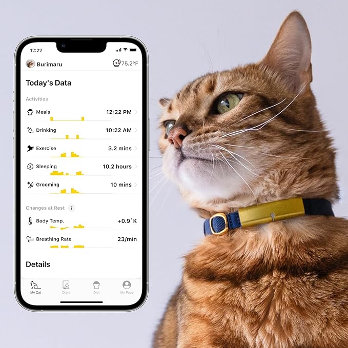 Health Tracker for Cats - Smart Cat Collar with Safety Breakaway Buckle for Indoor Cats, Wellness Alerts, Real-time Monitoring (Sakura, M)