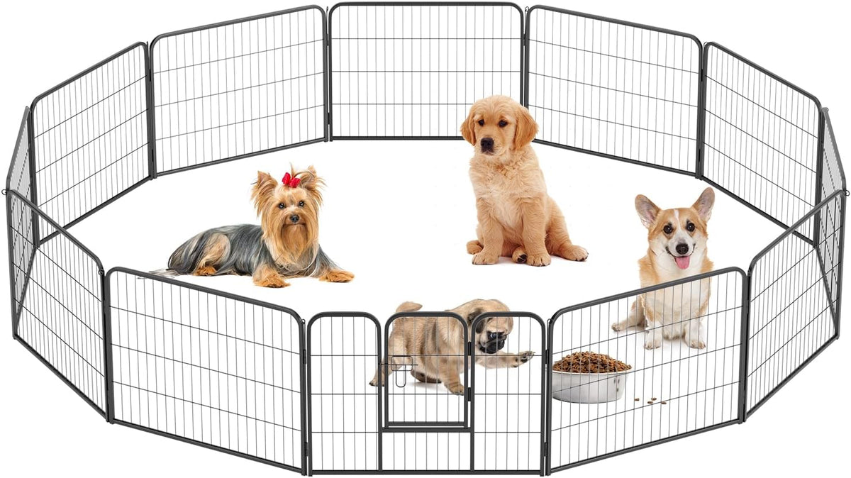 BestPet | Dog Playpen | 24 Inch, 12 Panels | Heavy Duty Metal Pet Exercise Pen | Indoor Outdoor Fence Panels | Rust-Resistant, Removable, Tool-Free Setup | Anti-Skid, Expandable Design