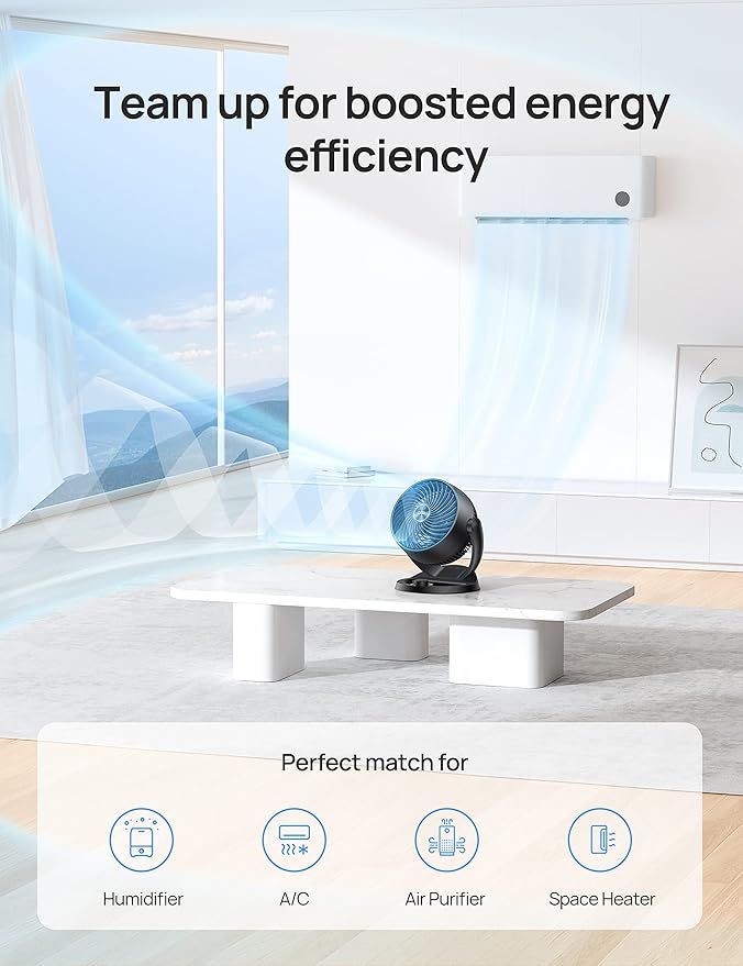 Dreo Fan for Bedroom, 12 Inches, 70ft Powerful Airflow, 28db Quiet Table Air